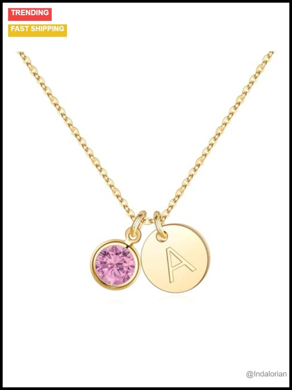 Initial Birthstone Necklace for Women - Gold Plated Personalized Gift